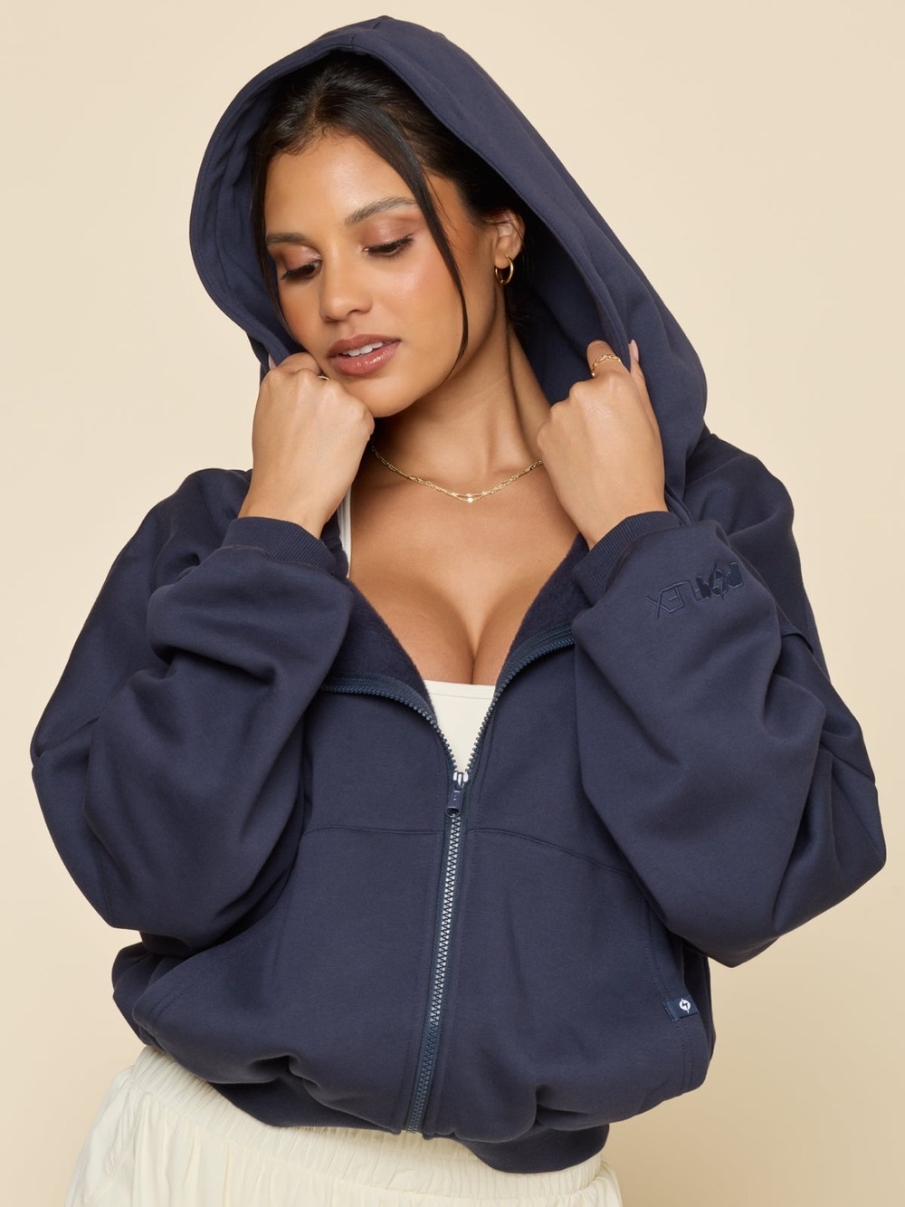 POPFLEX Academic Navy Zip Cloud Hoodie XXS/XS Athleisure Comfy Gymrat Workout